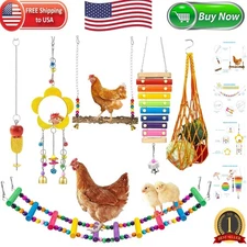 Deluxe 7-Piece Chicken Coop Accessories Set: Swing, Xylophone, Feeder & More