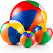 4-Pcs Assorted Inflatable Beach Balls - Rainbow Beach Balls for Kids in 6", 12",