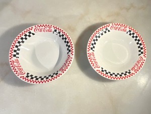 Coca-Cola 1998 Gibson Checkered Dinnerware Bowls Set Red Black White Original