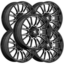 (Set of 5) MSA M51 Thunderlips 14x7 4x137/4x156 +10mm Black/Machined Wheels Rims