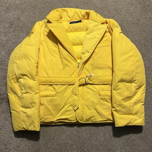 Women’s Polo Ralph Lauren Belted Down-filled Jacket Yellow Puffer Size XXL - Picture 1 of 4