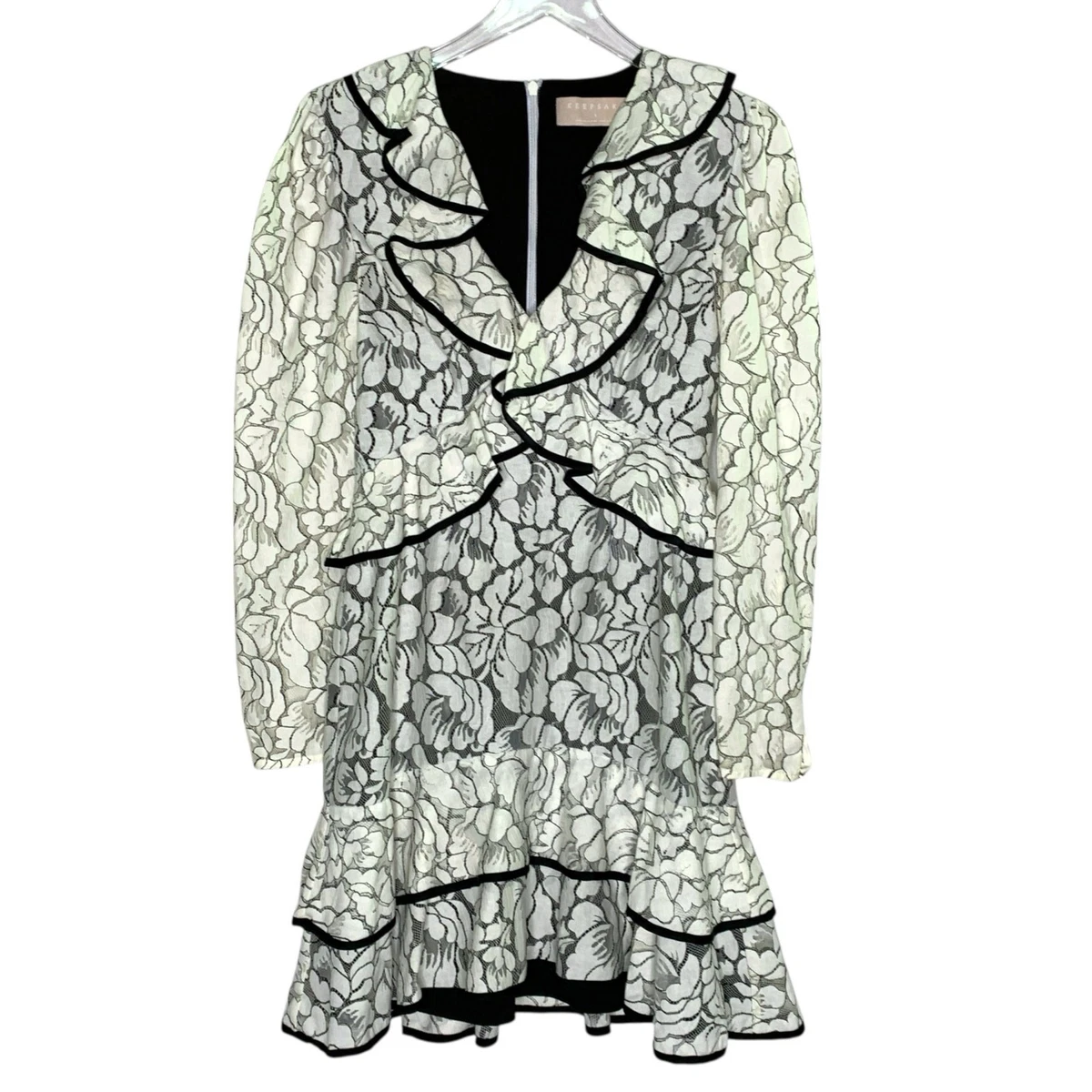 knee length dresses for ladies Provence Bloom Long Sleeve Mini Dress Floral Blue– Selfie Leslie main image 0
