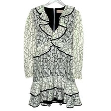 Keepsake S Encore Ivory Lace Ruffled Long Sleeve Dress Feminine Wedding Guest