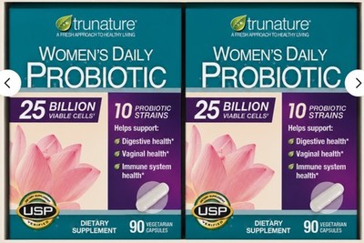 2 Pack-trunature Women's Daily Probiotic, 90 Vegetarian Capsules 03/2028