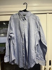 Ralph Lauren Polo Shirt Men's 17 1/2 Blue Long Sleeve Button-Up Non-Iron