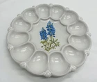 VINTAGE FRANKOMA 809 POTTERY TEXAS BLUEBONNET 12 DEVILED EGG 9.25” SERVING PLATE