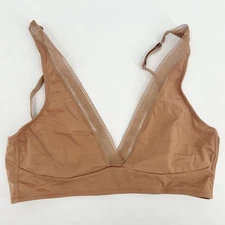 Else Womens Nano Soft Cup Plunge Lounge T-Shirt Soft Microfiber Bra Size M Nude