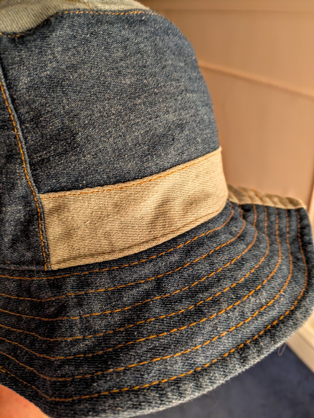 Hello Tree Denim Patchwork Bucket Hat Blue O/S Co… - image 6