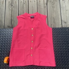 Vintage 80s Hedy Knits Of California Pink Womens Button Up Vest Size XL USA Made