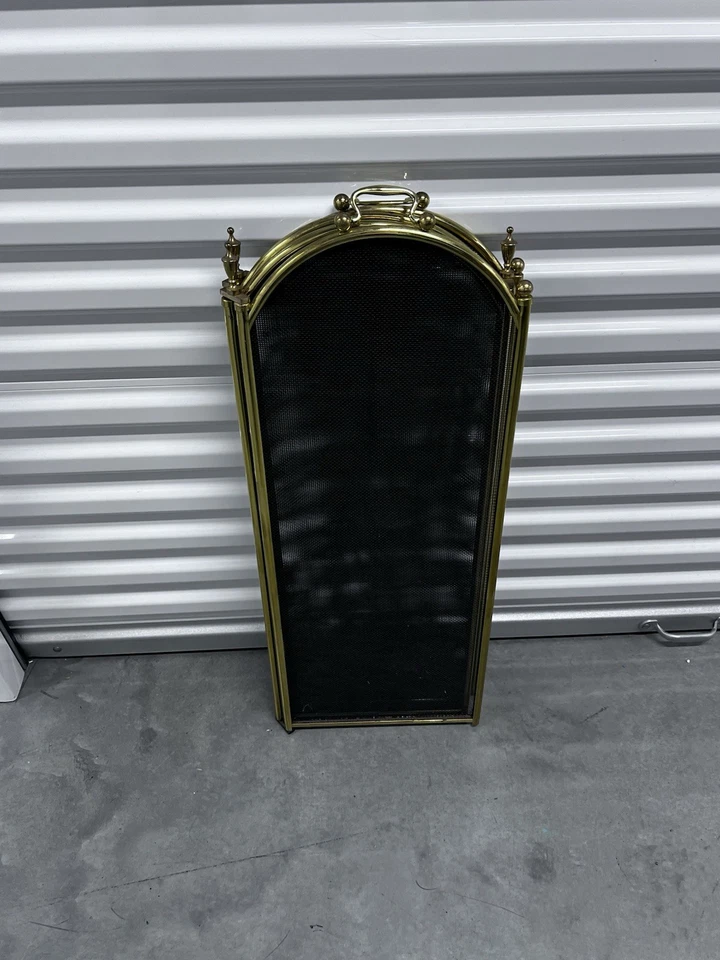 ВИНТАЖНЫЙ латунный камин экран 3 панели складной 34 «H x 54» W - Изображение 3 из 4