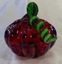 Large Custom Handblown Autumn Fall Art Glass Pumpkin Centerpiece 7.25"