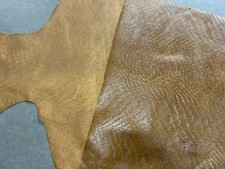 Scrap Embossed Reptile Leather CowHide Brown Leathercraft DIY Projects 4005