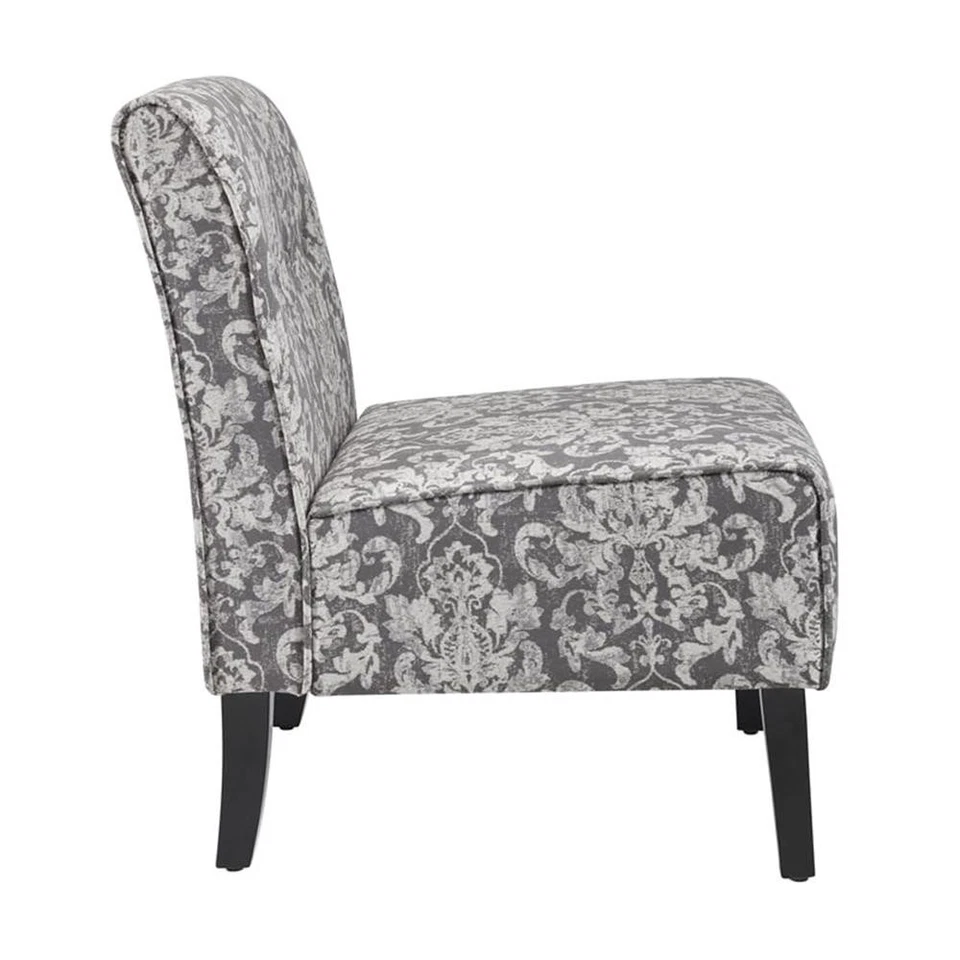 Silla Zapatilla Riverbay Furniture 18.25"" Moderna Tela Patrón Floral en Gris Foto 4 de 4
