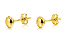 14k Yellow Gold Flat Ball Stud Earrings