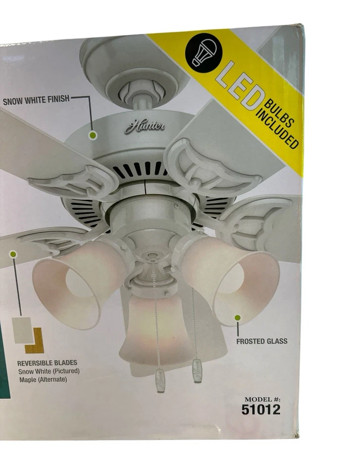 Hunter 51012 Small Room, 44” Quiet breeze reversible blades ceiling fan - Image 2 of 4