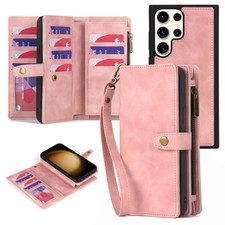 Leather Zipper Card Removable 2-in 1 Magnetic Case Detachable Wallet Phone Cover