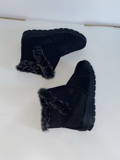 Black Faux Fur Ankle Boots with Zipper Closure #Winterboots #Cozy Size 5