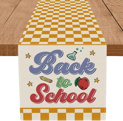 Back to School Table Runner Books Pencil Bufflo Plaid Table Runners Students Fir