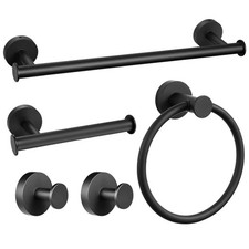 5 Pieces Bathroom Hardware Set SUS304 Stainless Steel, Matte Black Towel Hold...