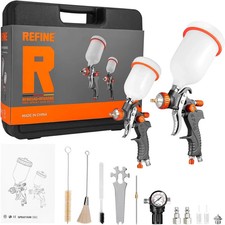 Refine Hvlp Paint Spray Gun Kit 2 Piece Automotive Air Sprayer Set W Case Refine Hvlp Paint Spray Gun Kit 2 Piece Automotive Air Sprayer Set W Case