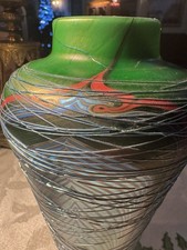 1976 Lundberg Studios Vase, 8  Tall, Dramatic In All It  s Details