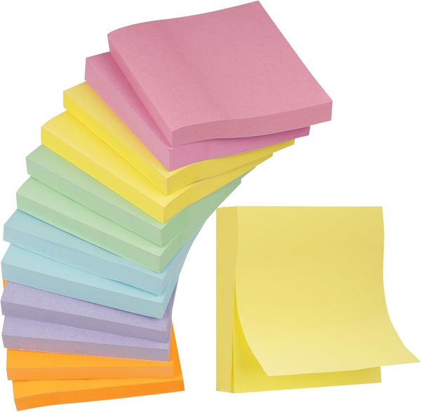 1200 StüCk Haftnotizen 76 X 76Mm,12 BlöCke Notizzettel Bunt Selbstklebende Klebe-image