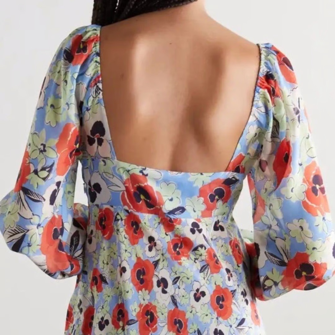 RIXO Gio Floral Maxi Dress Blue Red M image 7