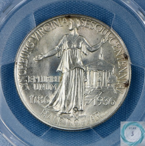 1936 Lynchburg Commemorative 50c PCGS MS65 - Vintage Champagne and Icey Blues - Picture 12 of 12