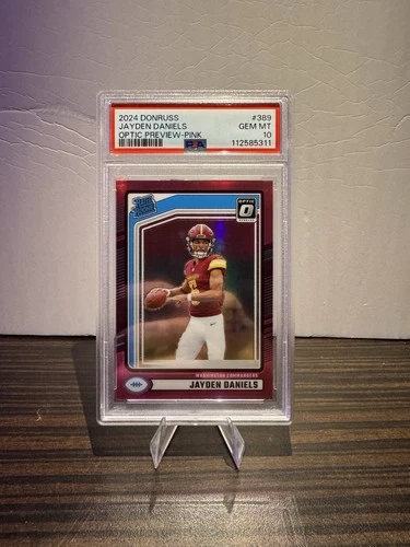 2024 Panini Donruss Rated Rookie Jayden Daniels #389 Optic Preview Pink PSA 10
