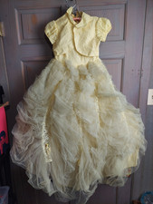 Vintage 1960's Yellow Full Skirt Young Girls Ball Party Princess Dress Size S