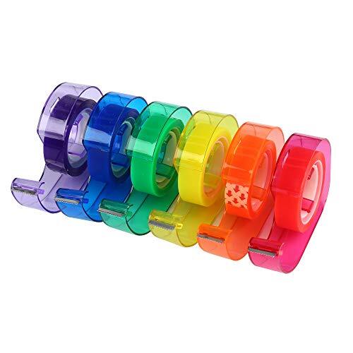 Rainbow Tape Dispenser, Desktop Office Tape, Colored Adhesive Tapes Included,-image