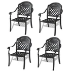 4Pcs Cast Aluminum Patio Dining Chair w/Black Frame and Cushions In Random Color