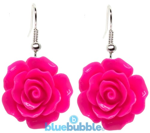 Pendientes Colgantes Bluebubble ROSA INGLESA 22 mm Grandes Vintage Tallados Boda Novia - Imagen 6 de 36