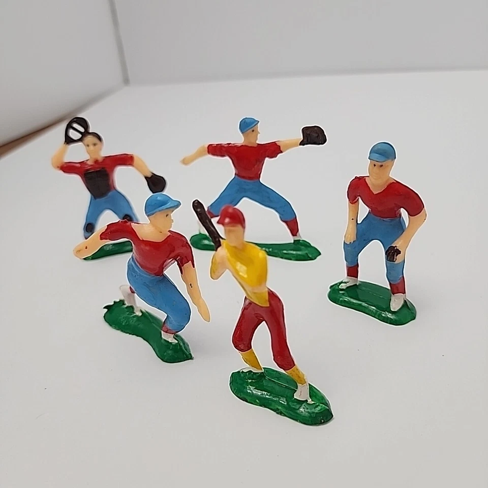 Lote de 5 adornos vintage de plástico para pasteles - jugadores de béisbol Foto 2 de 4