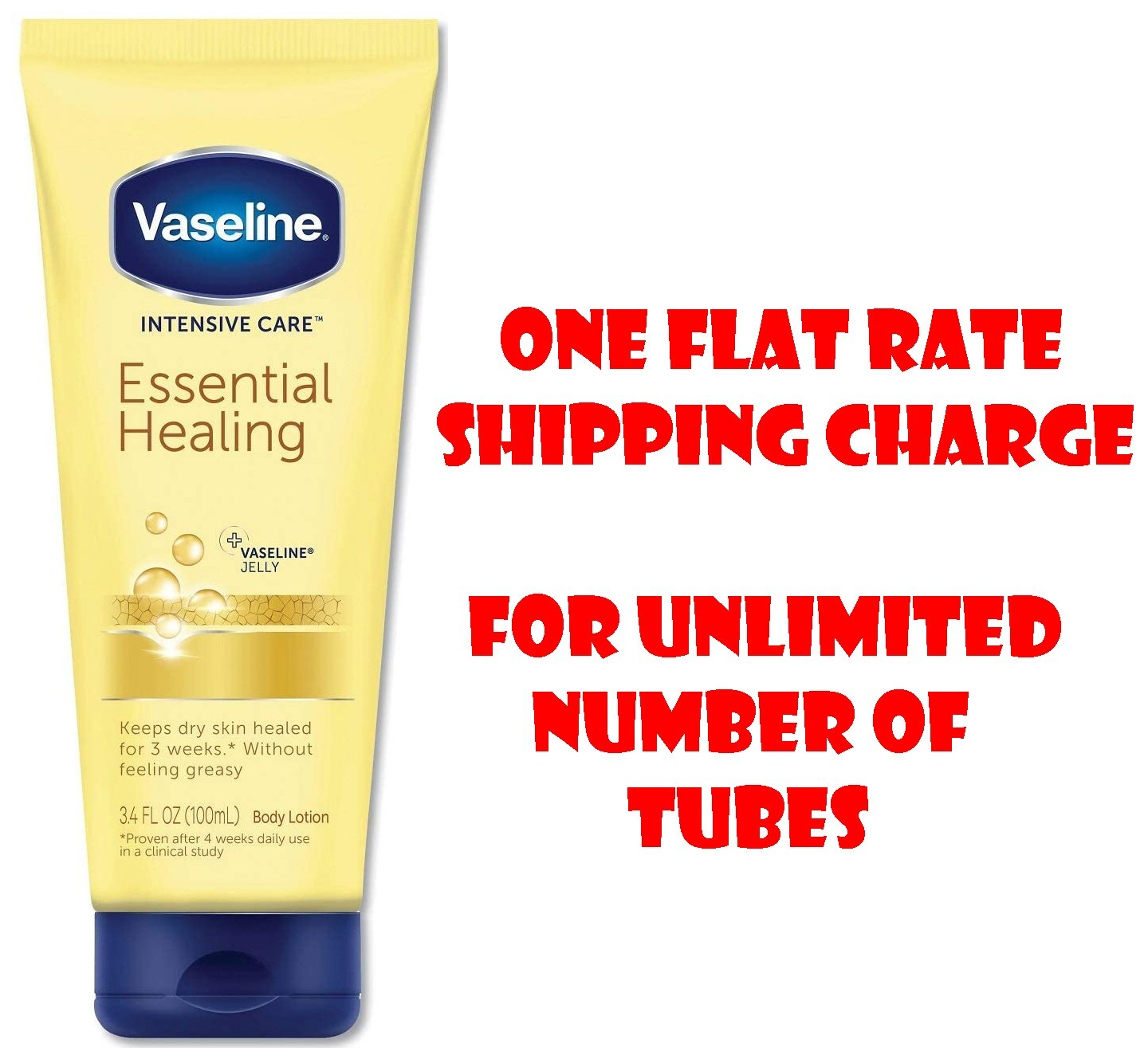 3.4oz Squeeze Tube Vaseline Intensive Care Essential Healing Lotion
