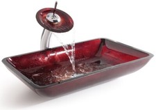 Waschbecken mit Waschtischarmatur Aufsatzwaschbecken Glas Waschschale Küche Bad 