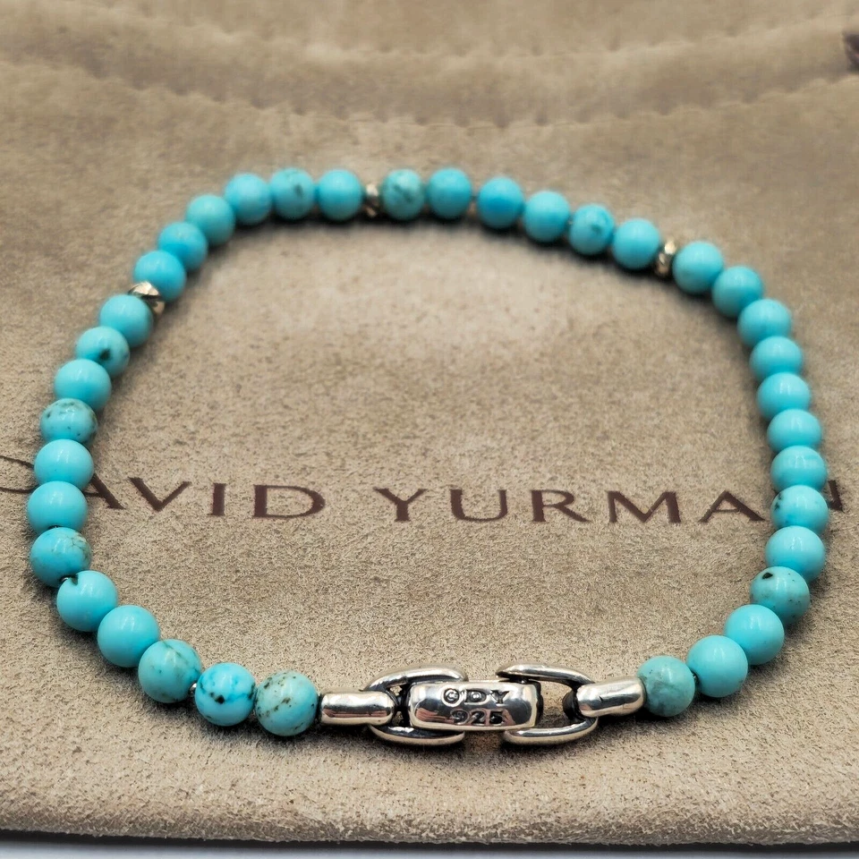 David Yurman 纯银绿松石 Bijoux 精神珠手链 7.5 — 第 3/3 张图片