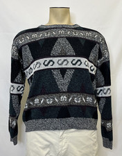 Vintage Expressions Geometric Pullover Sweater Men's Medium Crew Neck Grandpa FS