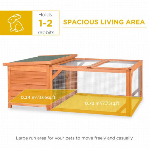 Cozy Rabbit Hutch & Run for Small Animals - Weather-Resistant Fir Wood Design - Picture 4 of 9