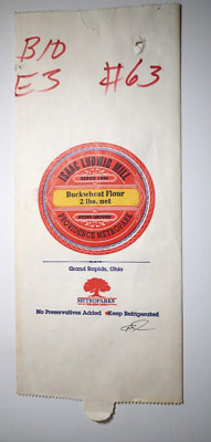 Vintage Paper Sack Bag - ISAAC LUDWIG MILL, BUCKWHEAT FLOUR, GRAND RAPIDS OHIO