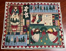 Christmas Starlight Angels Leslie Beck wall hanging panel SEWN/Beaded FINISHED