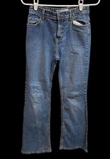 Faded Glory Girl's Medium Blue Denim Stretch Flare Mid Rise Jeans Size 14 Reg