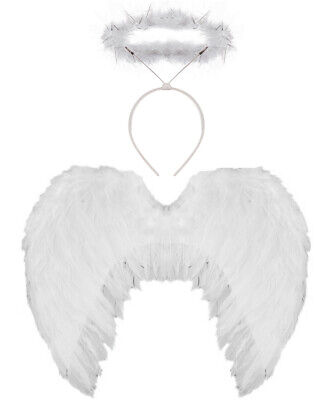 Adult Ladies Christmas Angel Costume Wings Womens Fancy Dress Xmas Party New