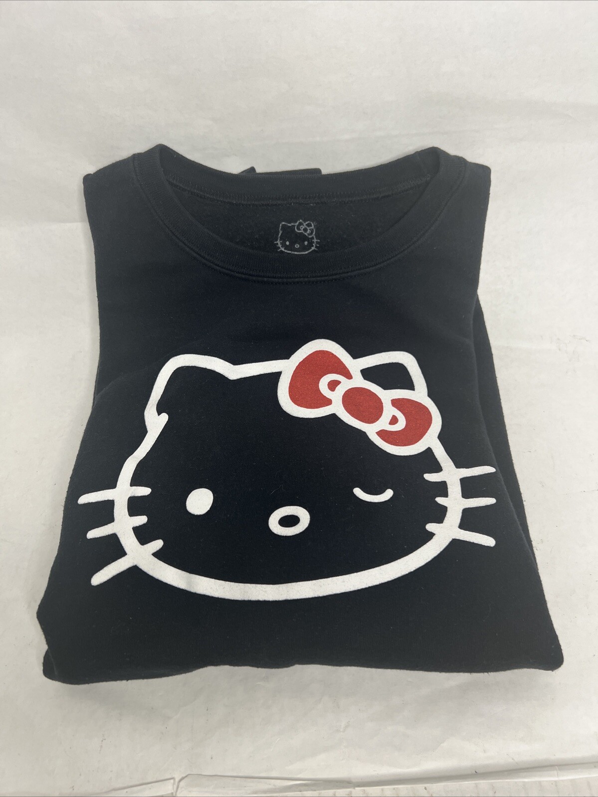 Hello Kitty by Sanrio Sweatshirt Crew Neck Pullover Black Size Large