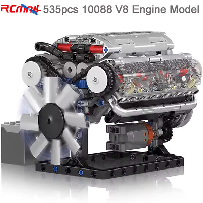 Mould King 535pcs 10088 V8 Engine Model L Motor Electrically Driven Building