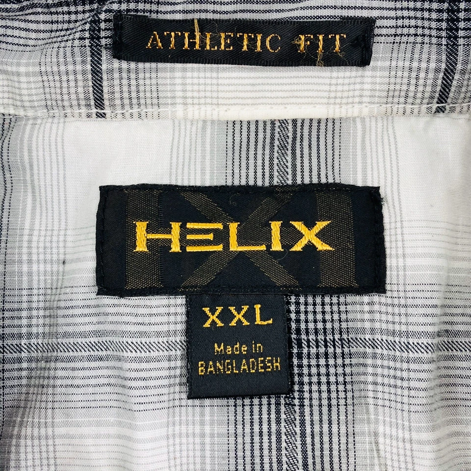 HELIX Men's Sz XXL Long Sleeve Pearl Snap Western Shirt White Black Plaid Checks - Image 4 of 4