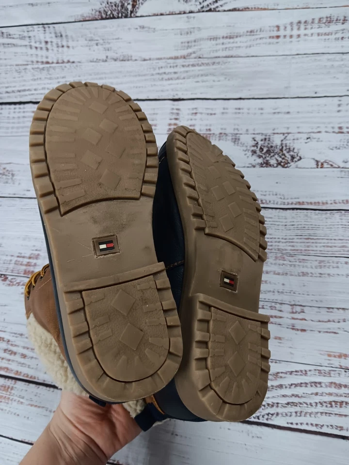 Tommy Hilfiger Botas de Nieve Niños Soze 3 Marrón Negro Chaquetón Con Cordones Piel Foto 3 de 4