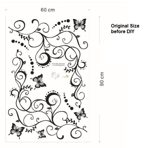 Wall Stickers XXL Flower Vine Tendril Black Wall Tattoo Art Decal Home
