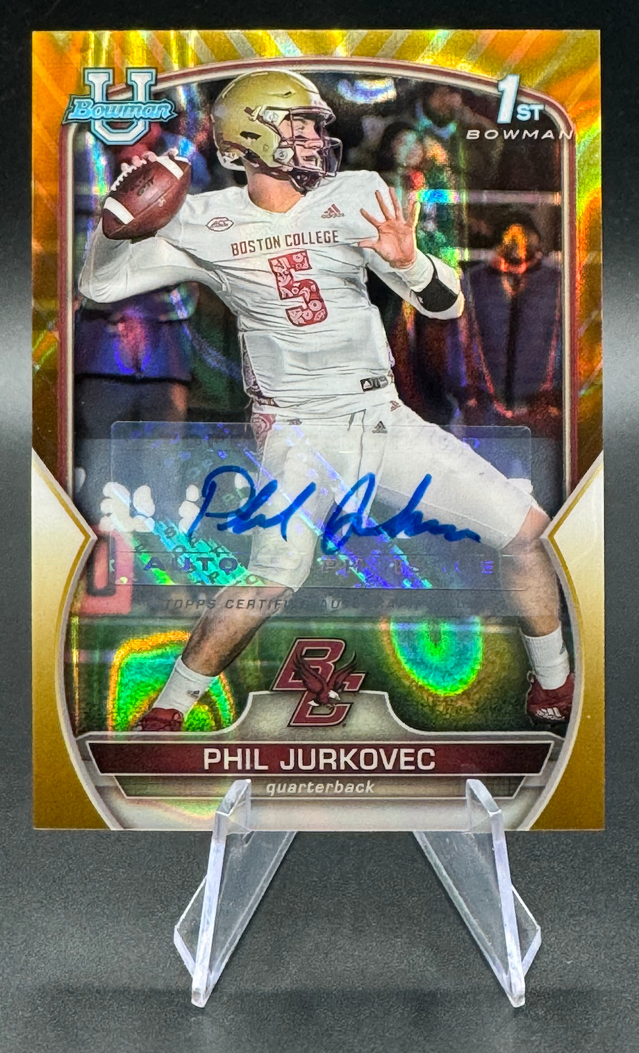 2022 Phil Jurkovec /50 1st Bowman Chrome University Gold Refractor Auto #35