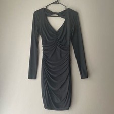 Guess sz S sheer ruched long sleeve mini dress